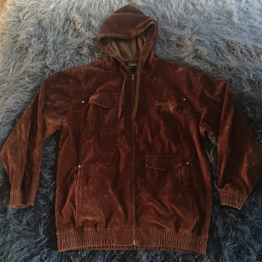 Vintage South Pole Men Hooded Zipper Velour size L